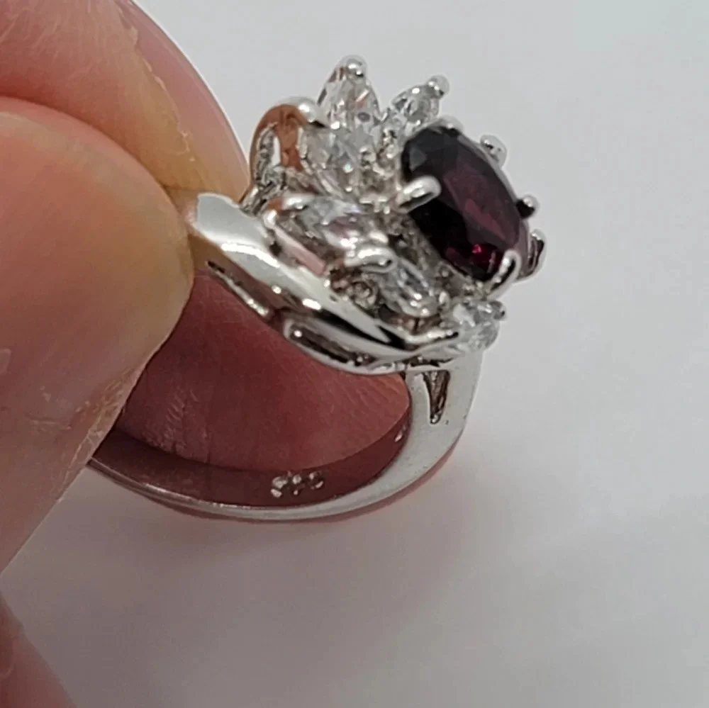 925 Sterling Silver White gold plated ring size 6